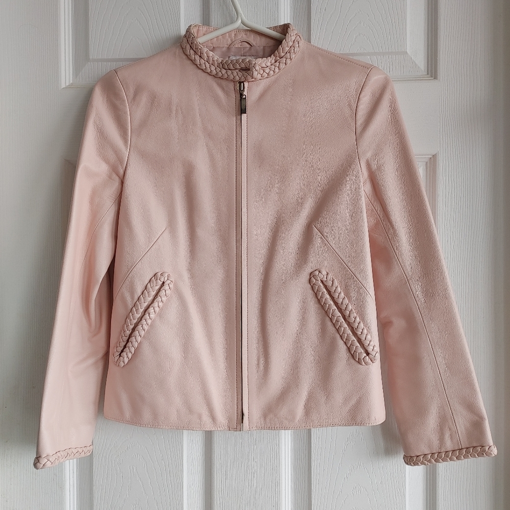 JOAN & DAVID Vintage Pale Pink Genuine Leather Jacket